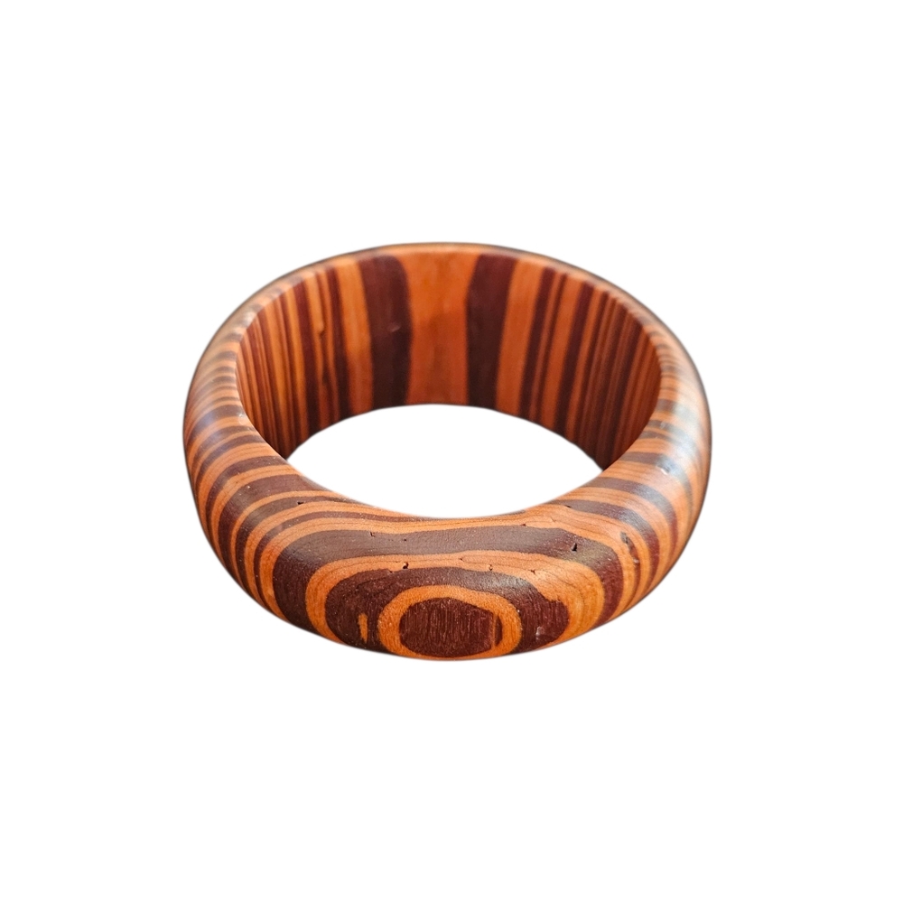 Striped Wooden Bangle Bracelet